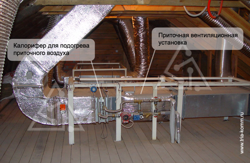 Один из примеров реализации оборудования приточной вентиляции на чердаке дома