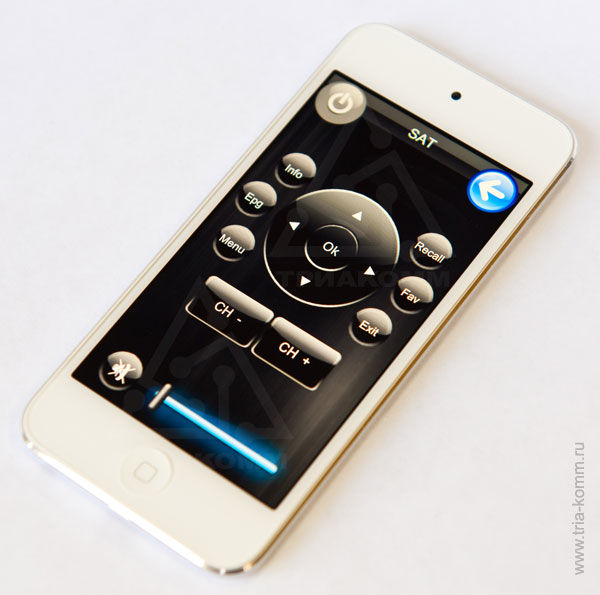 Интерфейс управления спутниковым ресивером на iPod 5
