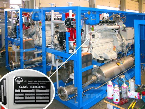 Внутри блочной газовой теплоэлектростанции Buderus установлены надежные двигатели внутреннего сгорания концерна MAN