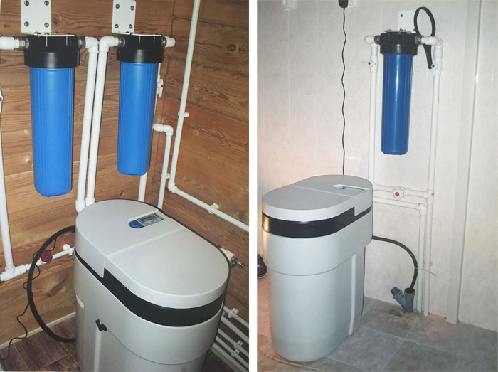 Примеры смонтированных систем водоподготовки AquaDean демонстрируют компактность и простоту доступа